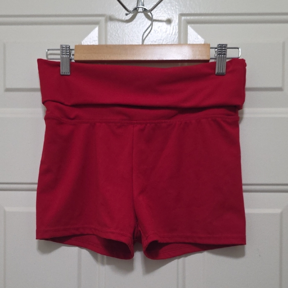 No Boundaries Red Fold-Over Waist Bike Shorts